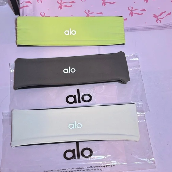 ALO Yoga adult Hairband Trio - Lime, Charcoal, and Ivory - Picture 1 of 4
